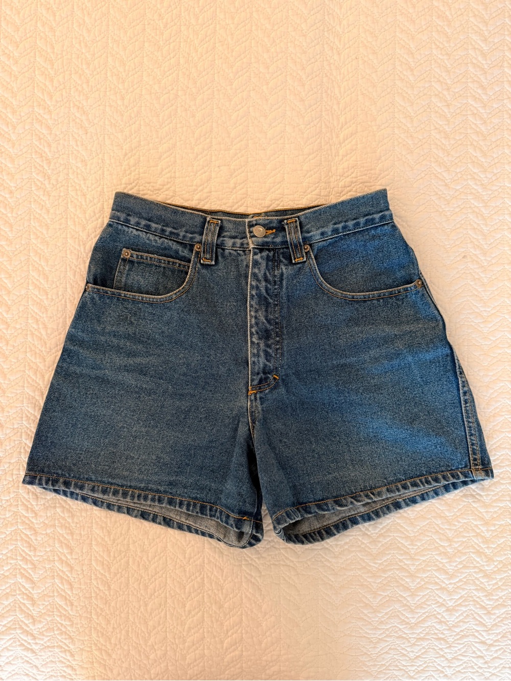 High-Rise Casual Denim Shorts in Medium Blue